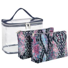 24 Bulk Clear Cosmetic Traveling Case With 2 Cosmetic Pouches