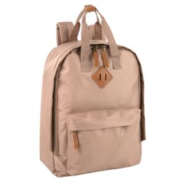 24 Bulk 16 Inch Collegiate Double Handle Backpack With Laptop Sleeve Almond
