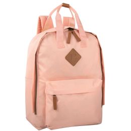24 Bulk 16 Inch Collegiate Double Handle Backpack With Laptop Sleeve Peach