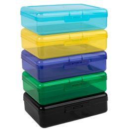 50 Bulk Plastic Pencil Box - Assorted Colors