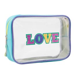 24 Bulk Clear Cosmetic Case Light Blue