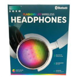 4 Bulk Sasa White Flashing Led Wireless Bluetooth Headphones