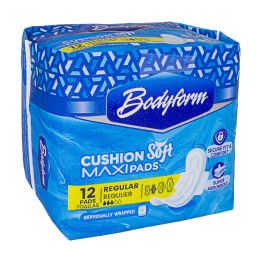 24 Bulk Bodyform Cushion Soft Regular Maxipads With Wings -12 Ct.