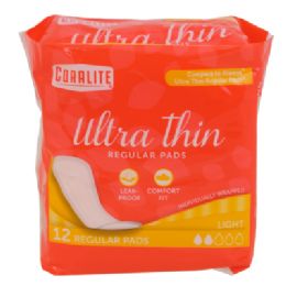 24 Bulk Ultra Thin Pads 12ct Regular Light Coralite