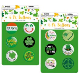 72 Bulk St Pat Badges 6pk 1.5in Plastic 2 Ast Designs Pb/insert For Adult Use