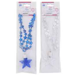 24 Bulk Patriotic Light Up Necklace Flag Or Star 6 Asst Pb/ Insert W/hdr