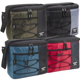 24 Bulk Fridge Pak 12 Can Bungee Cooler Bag With Front Zippered Pocket - 4 Colors