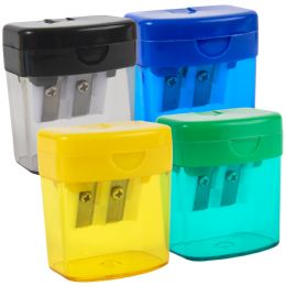 100 Bulk Double Hole Dome Pencil Sharpener With Cover