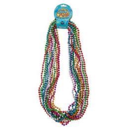 24 Bulk Metallic Bead Necklace (12 Pack)