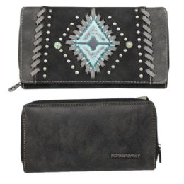 4 Bulk Montana West Aztec Embosses Collection Western Wallet Black