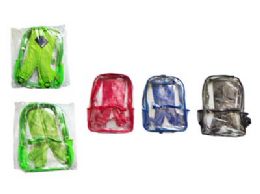 24 Bulk 16" Clear Backpack With Front Pocket