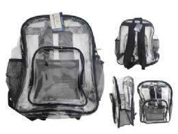 24 Bulk 17 Inch Clear Backpack W/ Front Pocket