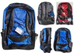 48 Bulk Assorted Color Backpack 17 Inch Padded Strap