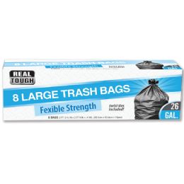 24 Bulk Real Tough Trash Bag 8 Ct 26 Gl Twist Tie