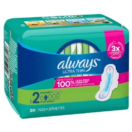 12 Bulk Always Ultra Thin Pads 20 Ct Size 2 With Wings Long Super Unscented