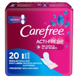 12 Bulk Carefree Pantiliners 20 Ct ActI-Fresh Regular To Go Unscented