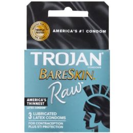 48 Bulk Trojan Condom 3 Ct Bare Skin Raw