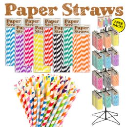 90 Bulk 90pc Paper Straw Display 36 Per Pack