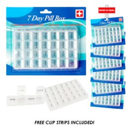 36 Bulk 36pc 7 Day Pill Box With 3 Clip Strips