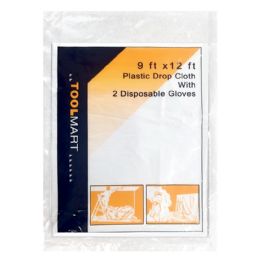 48 Bulk Plastic Drop Cloth With 2 Gloves
