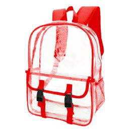60 Bulk Clear Backpack With Red Trim