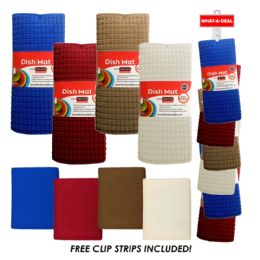 36 Bulk 36pcs Dish Drying Matt 11.8" X 15.7" 4 Colors Assorted  With 3 Clip Strips