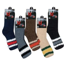 360 Bulk Men's Cozy Socks - Solid Colors W/stripe Top