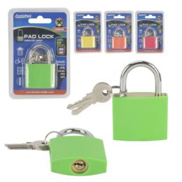 72 Bulk Padlock 40mm 2 Keys Assorted Colors