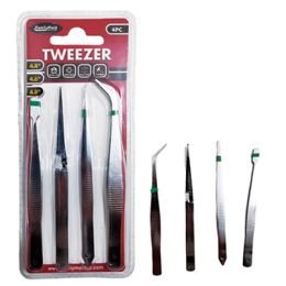 144 Bulk 4 Pack 4.5" Tweezers Set