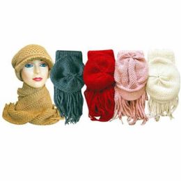 48 Bulk Knit Hat + Scarf Set For Ladies