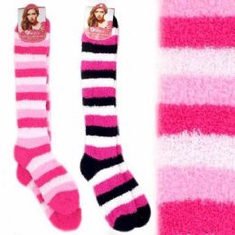 240 Bulk Cozy Socks Long Striped Size 9-11