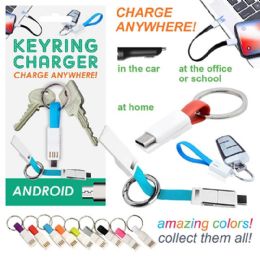 288 Bulk Android Key Ring Charger Assorted Colors