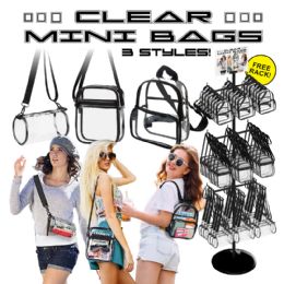 72 Bulk 72pc Mini Clear Bags & Backpack Display
