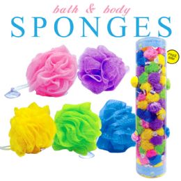 180 Bulk 5.5"  Nylon Mesh Bath Sponge 180 Per Tube Display