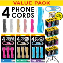 120 Bulk 120pc Value Pack Phone Cords 4 Pack