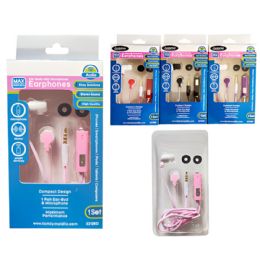 144 Bulk Earphones With Microphone 1.2m - 4 Colors