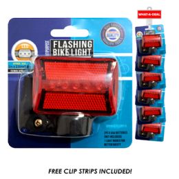36 Bulk 36pcs Bike Flashing Light 5 Led 5" X 6.7" With 3 Clip Strips