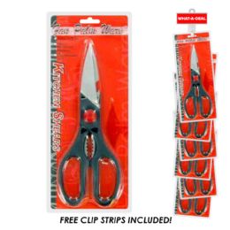 24 Bulk 24pc 8" Multi Use Scissors With 2 Clip Strips