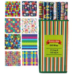48 Bulk Everyday Gift Wrap - 17.5 Sq Ft 8 Styles