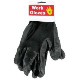 144 Bulk Medium Work Gloves Black Coated