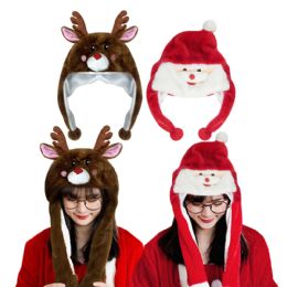 72 Bulk Santa & Reindeer Fuzzy Hats 36 Each Assorted