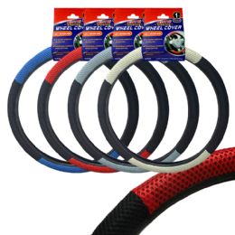 48 Bulk Auto Steering Wheel Cover 4 Assorted Colors