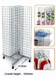 5 Bulk 4 Sided Mobile Gridwall Rack
