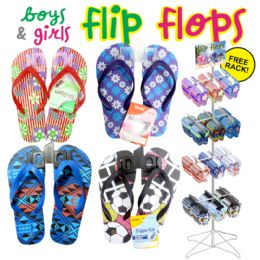 144 Bulk Boy's & Girl's 144pc Flip Flop Display