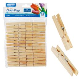 96 Bulk 30 Pack Wood Cloth Pins 2.75" Each