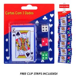 24 Bulk 24pc Playing Cards & Dice With 2 Clip Strip