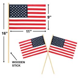 144 Bulk Usa Flag With Plastic Pole 18x11.5"