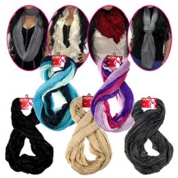 36 Bulk Ladies Infinity Scraf's Assorted Colors