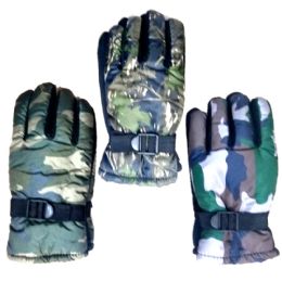 120 Bulk Camo Men's Ski Gloves. 3 Assorted Patterns
