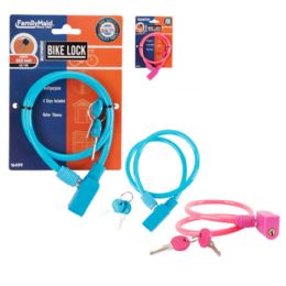 72 Bulk Bike Cable Lock With 2 Keys Pink And Blue